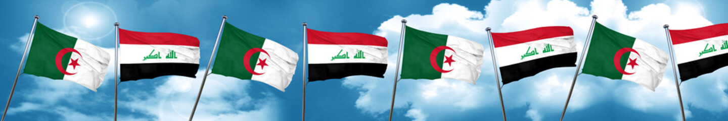 algeria flag with Iraq flag, 3D rendering