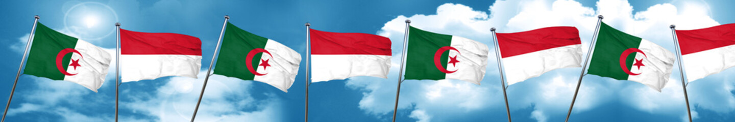 algeria flag with Indonesia flag, 3D rendering