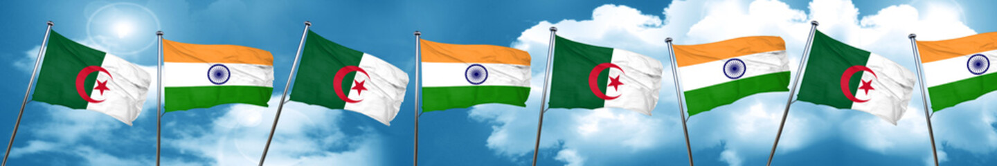 algeria flag with India flag, 3D rendering