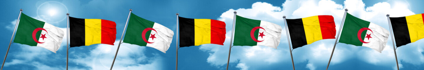 algeria flag with Belgium flag, 3D rendering