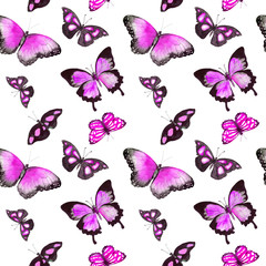 Fototapeta na wymiar Butterflies. Repeating background. Watercolor