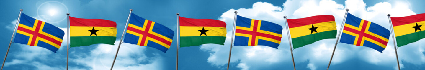 aland islands with Ghana flag, 3D rendering