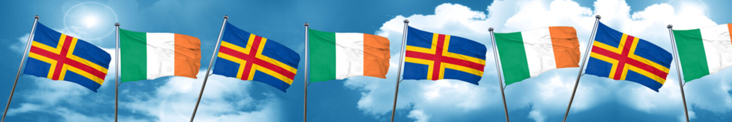 aland islands with Ireland flag, 3D rendering