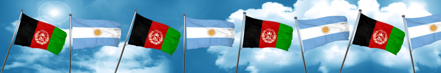 Afghanistan flag with Argentine flag, 3D rendering
