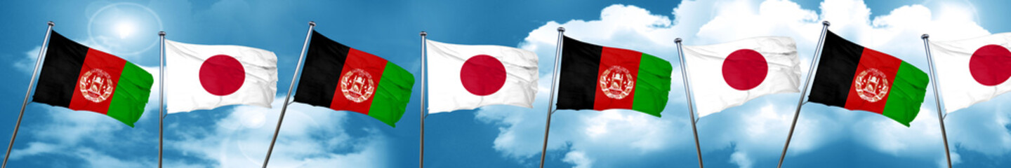 Afghanistan flag with Japan flag, 3D rendering