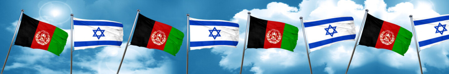 Afghanistan flag with Israel flag, 3D rendering