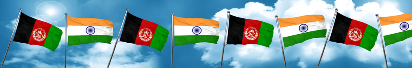 Afghanistan flag with India flag, 3D rendering