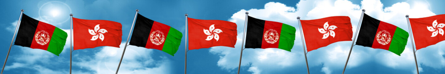 Afghanistan flag with Hong Kong flag, 3D rendering