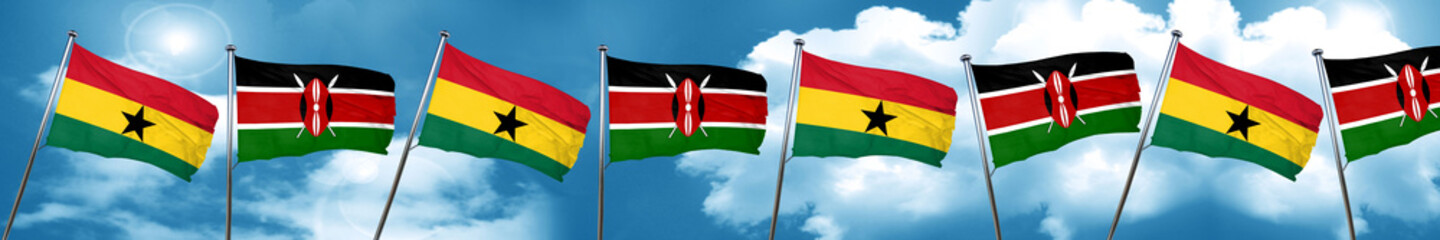 Fototapeta na wymiar Ghana flag with Kenya flag, 3D rendering