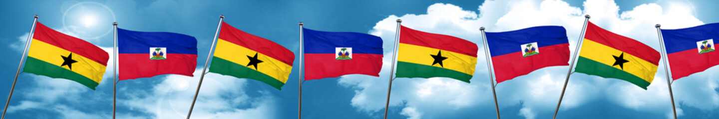 Ghana flag with Haiti flag, 3D rendering