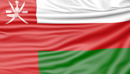 Flag of Oman, 3d illustration with fabric texture