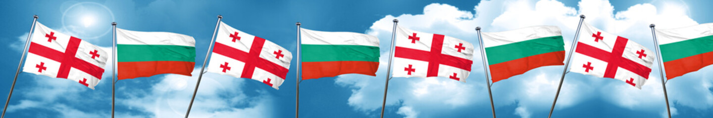 Georgia flag with Bulgaria flag, 3D rendering