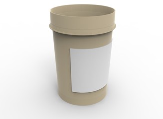 3d illustration of pill bottle. white background isolated. icon for game web.