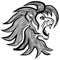 Vector illustration of roaring lion head