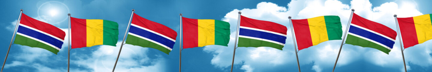 Fototapeta na wymiar Gambia flag with Guinea flag, 3D rendering