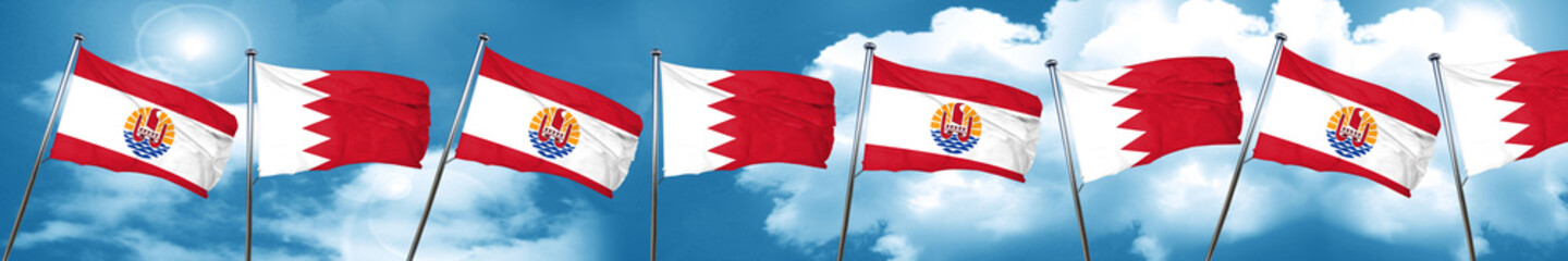 Naklejka na ściany i meble french polynesia flag with Bahrain flag, 3D rendering