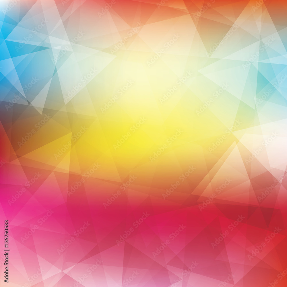 Poster bright pattern textured by triangles. colorful background. cmyk