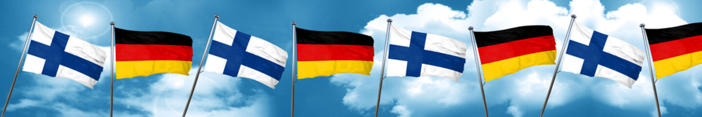 finland flag with Germany flag, 3D rendering