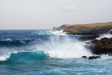 Natural pools of Tamaduste, the best places on El Hierro island to enjoy the sea, Canary islands, Spain.