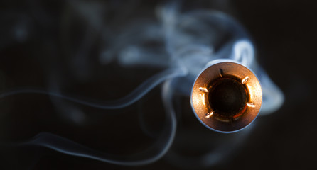 Danger close seen with a copper jacketed hollow point coming at the camera with a smoke contrail...