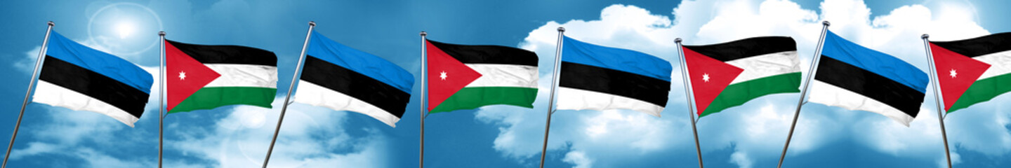 estonia flag with Jordan flag, 3D rendering