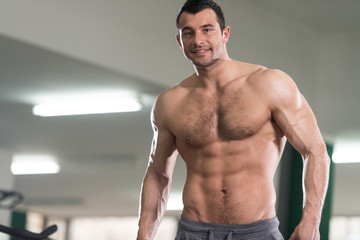 Hairy Man Showing Abdominal Muscle