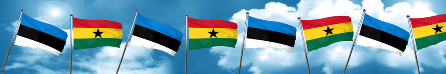 estonia flag with Ghana flag, 3D rendering