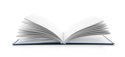 Open book on white background