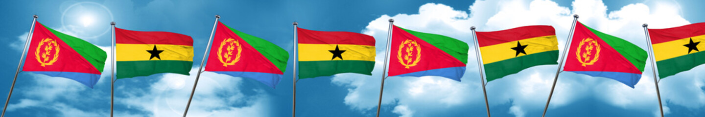 Fototapeta na wymiar Eritrea flag with Ghana flag, 3D rendering