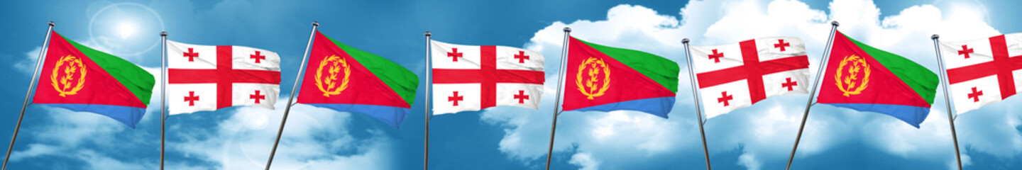 Eritrea flag with Georgia flag, 3D rendering