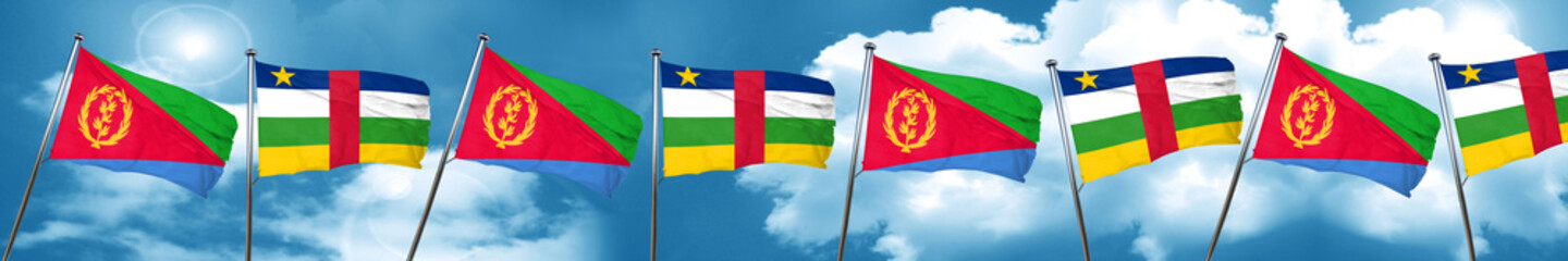 Eritrea flag with Central African Republic flag, 3D rendering