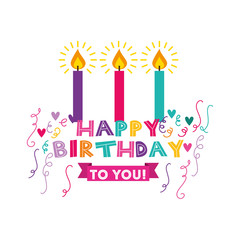 happy birthday celebration card with candles vector illustration design