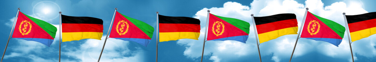 Eritrea flag with Germany flag, 3D rendering