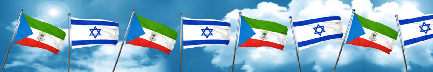 Naklejka na ściany i meble Equatorial guinea flag with Israel flag, 3D rendering
