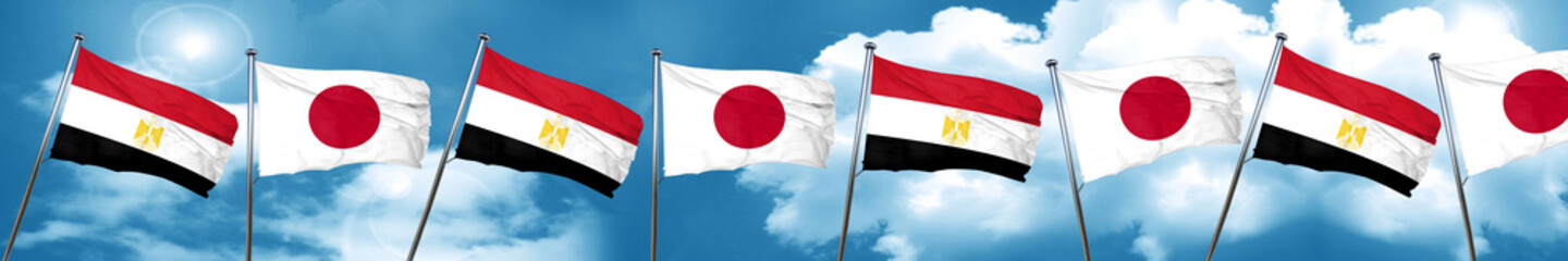 Egypt flag with Japan flag, 3D rendering