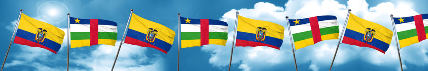 Ecuador flag with Central African Republic flag, 3D rendering