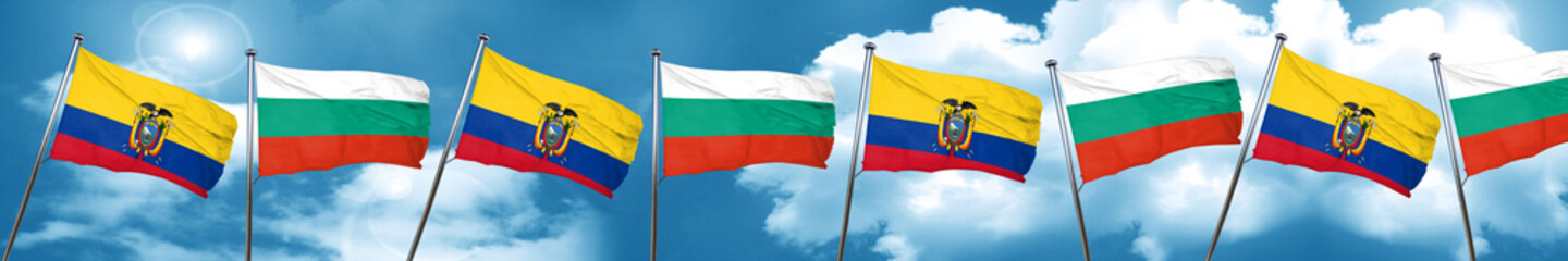Ecuador flag with Bulgaria flag, 3D rendering