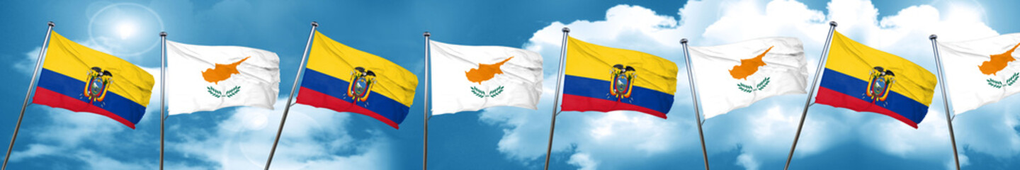 Ecuador flag with Cyprus flag, 3D rendering