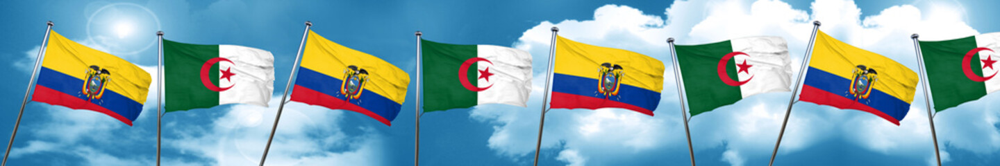 Ecuador flag with Algeria flag, 3D rendering