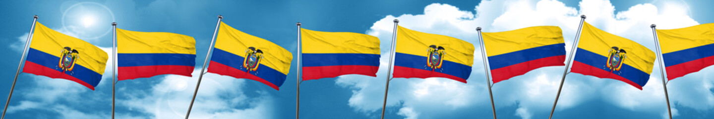 Ecuador flag with Colombia flag, 3D rendering