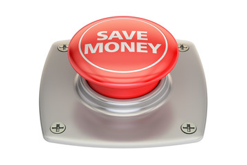 Save money Red button, 3D rendering