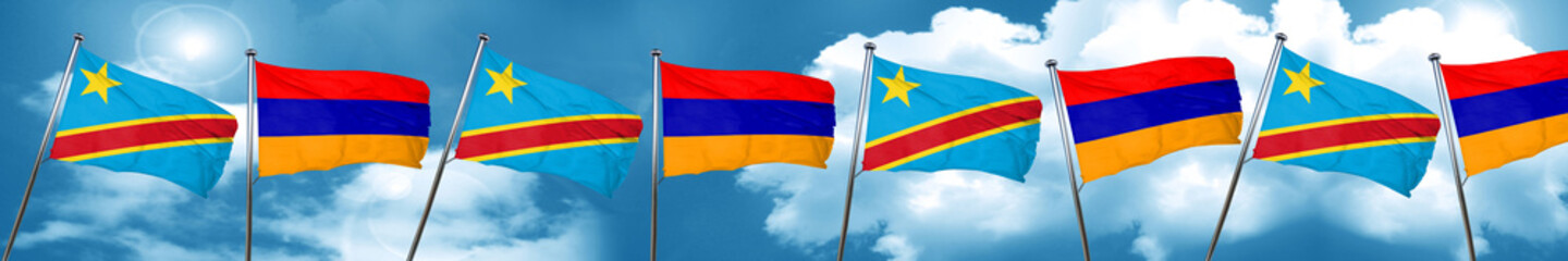 Democratic republic of the congo flag with Armenia flag, 3D rend