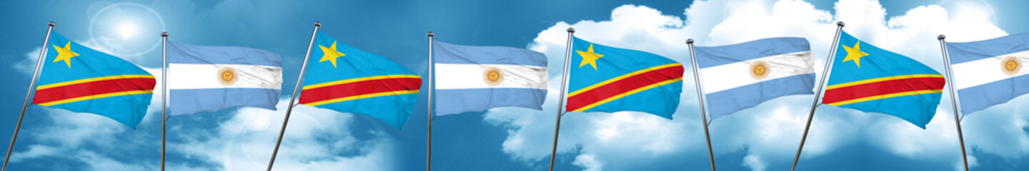 Democratic republic of the congo flag with Argentine flag, 3D re