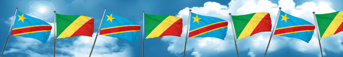 Democratic republic of the congo flag with congo flag, 3D render