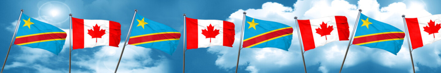 Democratic republic of the congo flag with Canada flag, 3D rende