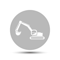 backhoe building. vector icon on gray background