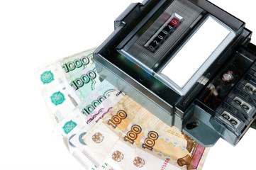 Counter Russian ruble on a white background