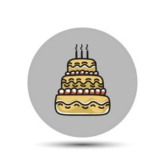 celebratory cake. vector icon on gray background