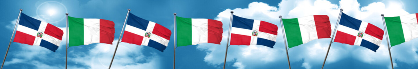 dominican republic flag with Italy flag, 3D rendering