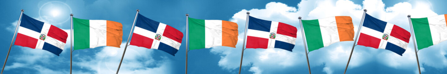 dominican republic flag with Ireland flag, 3D rendering